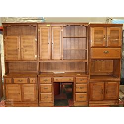 VILAS MAPLE DESK WITH HUTCH AND 2 VILAS SIDE