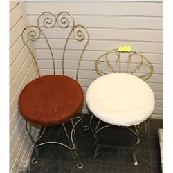 2 ANTIQUE IRON BACK VANITY CHAIRS
