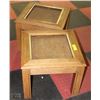 Image 1 : SET OF SOLID WOOD END TABLES WITH WICKER DESIGN