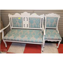 NEW UPHOLSTERD 1930'S LOVESEAT AND CHAIR