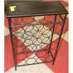 BLACK WROUGHT IRON WINE RACK. HOLDS 20 BOTTLES
