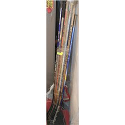 BUNDLE OF 8 HOCKEY STICKS AND 2 LACROSSE STICKS