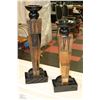 Image 1 : PAIR OF NEW  GOLD & BROWN PILLAR CANDLE HOLDERS