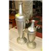 Image 1 : 2 NEW SILVER TALL VASES WITH METAL STANDS