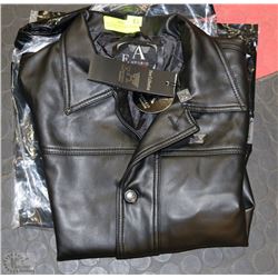 NEW EXTRA LARGE FAUX LEATHER JACKET BLACK