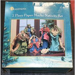 7PC PAPER MACHE NATIVITY SET