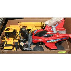 LOT OF R/C CARS CAT MACHINES, CRANE, BULLDOZER ARE