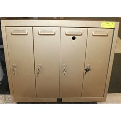 4 SLOT MAILBOX WITH KEYS 22"X18"