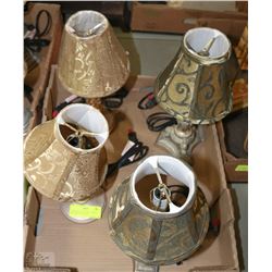 4 NEW MINI NITE TABLE LAMPS (2 SETS) BROWN & GOLD