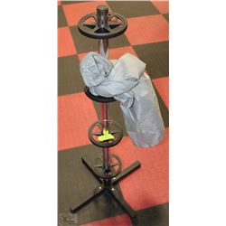NEW UPRIGHT TIRE RACK  WITH COVER (HOLDS 4 TIRES)
