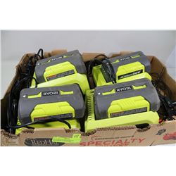 FLAT WITH FOUR RYOBI 40V BATTERIES & CHARGERS