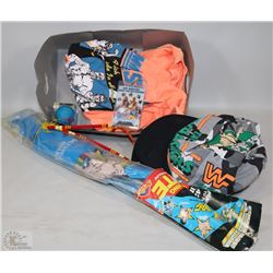 BOX OF WRESTLMANIA INCL 2 BUSHWACKER HATS,