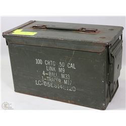 VINTAGE .50 CAL MILITARY AMMUNITION CONTAINER