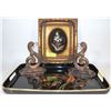 Image 1 : FANCY BLACK SERVING TRAY W/ ORIENTAL DESIGN AND