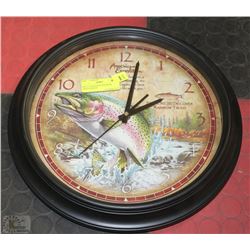 WALL CLOCK WITH RAINBOW TROUT DESIGN