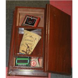 WOODEN BOX WITH VINTAGE ELECTRIC GAMES INCL
