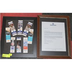 2 OILERS MEMORABILA INCLUDING LETTER TO SEASON