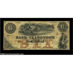Fayetteville, NC- Bank of Clarendon $6 Nov. 1, 1853 G4a Pennell 460A much above average odd denomina