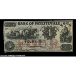 Fayetteville, NC- Bank of Fayetteville $4 Dec. 15, 1860 G8a Pennell 800This is not a rare note, but