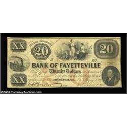 Fayetteville, NC- Bank of Fayetteville $20 Jan. 8, 1861 Jan. 8, 1861 G14a Pennell UNLA nice evenly c