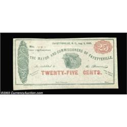 Fayetteville, NC- Corporation of Fayetteville 25¢ Aug. 1, 1865 A nice example of this unissued remai
