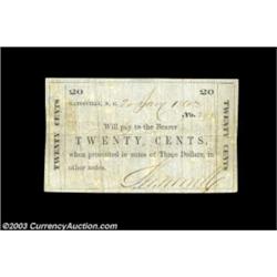 Gatesville, NC- Unidentified Issuer 20¢ Jan. 20, 1863An extremely rare and very likely unique note f