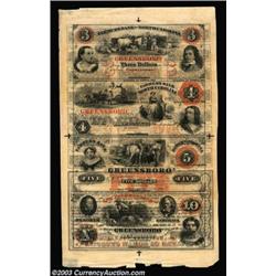 Greensboro, NC- Farmers Bank of North Carolina $3-$4-$5-$10 X1 Pennell 730-740-750-760An uncut sheet