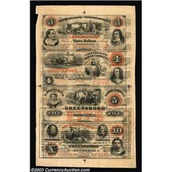 Greensboro, NC- Farmers Bank of North Carolina $3-$4-$5-$10 X1 Pennell 730, 740, 750, 760 Uncut Shee