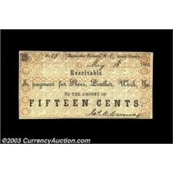 Highmount Tannery, NC- Jas. C. Caraway 15¢ May 12, 1862One of four pieces in this unique set, ex-Dav