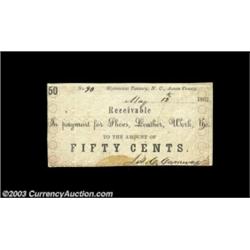 Highmount Tannery, NC- Jas. C. Caraway 50¢ May 12, 1862Last in this very special offering. Uncircula