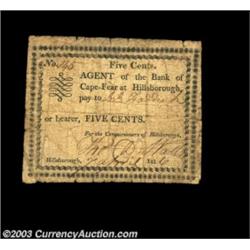 Hillsborough, NC- Commissioners of Hillsborough 5¢ April 7, 1816The second of two types issued from