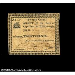 Hillsborough, NC- Commissioners of Hillsborough 20¢ Dec. 25, 1815The sole other denomination represe
