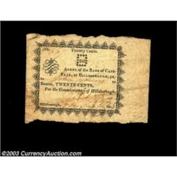 Hillsborough, NC- Commissioners of Hillsborough 20¢ Aug. 7, 1816Last of this extraordinary offering