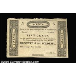 Hillsborough, NC- Hillsborough Academy 5¢ Nov. 1, 1816A wonderful early note which is prohibitively