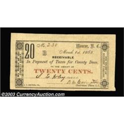 Monroe, NC- Union County 20¢ Mar. 1, 1863A high grade example of this very rare denomination. About