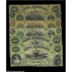 Newbern, NC- Bank of Commerce $5 (3), $10 (3) G2a, G2b, G4a, G4b Pennell 520, 530These notes come in