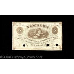 Newbern, NC- C.B. Dibble 5¢ Feb. 15, 1863First of a set of three pieces from this issuer. Uncirculat