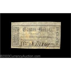 Newbern, NC- Gaston House 25¢ Jan. 1, 1862Fine-Very Fine, with a bit of aging. Ex-Mason collection.