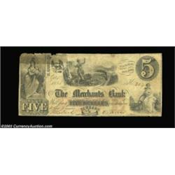 Newbern, NC- The Merchants Bank $5 Sept. 1, 1855 A10 Pennell 903SPListed by Haxby as a separate and