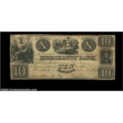 Newbern, NC- Merchants' Bank $10 Dec. 21, 1852 G8 Pennell 910A truly scarce note in very nice condit