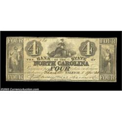 Raleigh, NC- Bank of the State of North Carolina $4 April 1, 1844 G54 Pennell 1110A lovely and rare