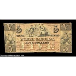 Raleigh, NC- Bank of the State of North Carolina $5 Sept. 1, 1857 G62a Pennell 1150AA most attractiv