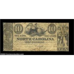 Raleigh, NC- Bank of the State of North Carolina $10 June 1, 1853 UNL Pennell 1180An extremely rare
