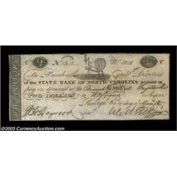Raleigh, NC- State Bank of North Carolina $2 May 4, 1817 C138a Pennell 1050CNA very rare early count