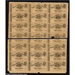 Raleigh, NC- State of North Carolina 10¢ Jan. 1, 1863 Cr. 147 Uncut Sheet of 21There are some folds