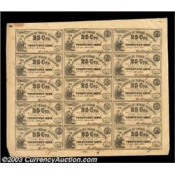 Raleigh, NC- State of North Carolina 25¢ Jan. 1, 1863 Cr. 139 Uncut SheetA more than decent uncut sh