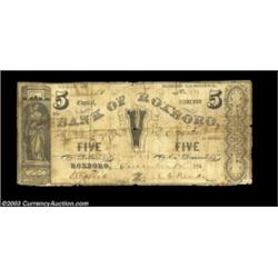 Roxboro, NC- Bank of Roxboro $5 Dec. 18, 1861 G4a Pennell UNLA great rarity which is unlisted in Pen