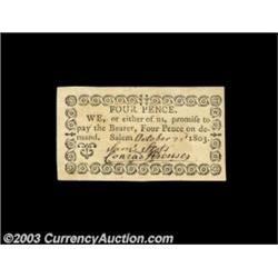 Salem, NC- Sam'l Stots & Conrad ? 4 Pence Oct. 22, 1803A rare and lovely early Salem example. Uncirc