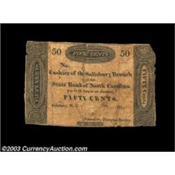 Salisbury, NC- Thespian Society 50¢A very rare and likely unique note from an unlikely early Salisbu