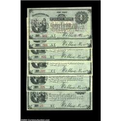 Statesville, NC- Wallace Bros. 1¢ (2), 2¢, 5¢, 10¢, 25¢ 1882Six pieces, all Uncirculated.  6 notes